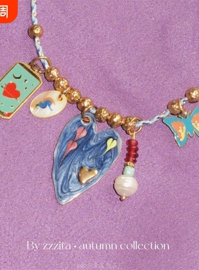ZZZITA Sofia Neclace 美式嬉皮彩色吊坠编绳项链小众设计锁骨链