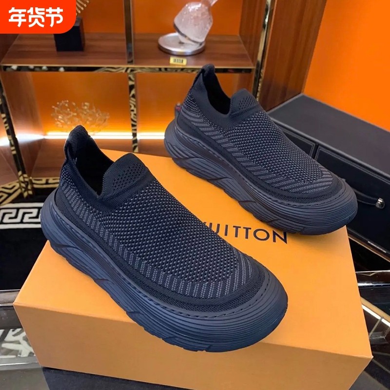 男鞋夏季透气薄款网面网鞋一脚蹬老北京布鞋男休闲百搭工作鞋厚底