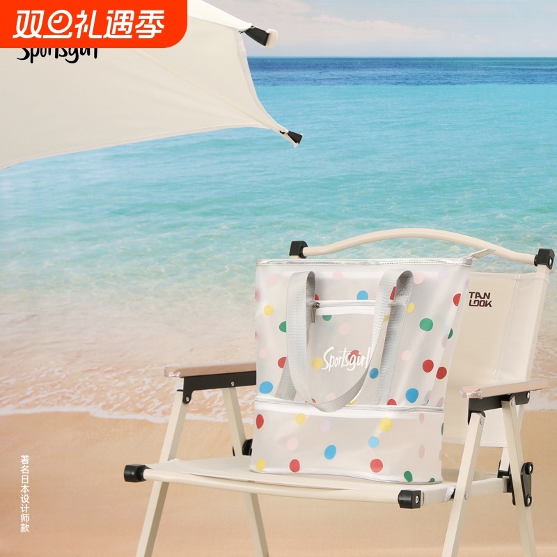 设计师款波点游泳包干湿分离游泳包女手提防水运动健身收纳袋沙滩