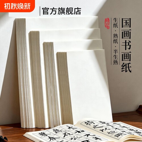国画专用4k8k半生熟中国画美术小学生练字纸书画工笔画4开8开书法练习纸A4A3作品纸宣四尺六尺小楷三尺画纸