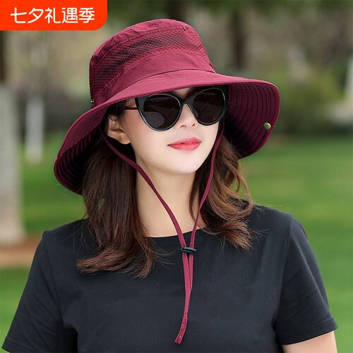 帽子女可折叠夏天渔夫帽出游帽男女防晒帽户外速干登山帽遮阳旅行