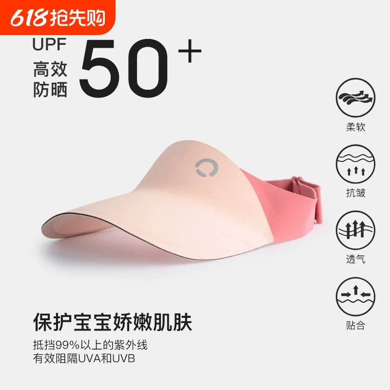 焦下焦儿童防晒帽夏季薄款户外运动大帽檐太阳男女童无痕遮阳帽子