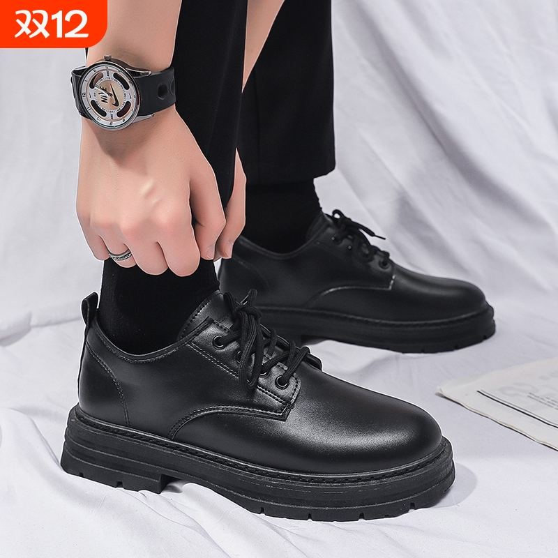 男士皮鞋男款秋季2025休闲商务新款英伦风大头潮鞋马丁靴男鞋圆头