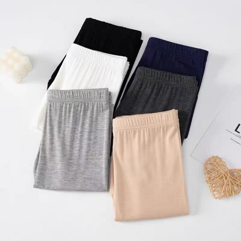 春秋女士薄款莫代尔七分打底裤夏季九分裤子高腰大码中裤白色黑色