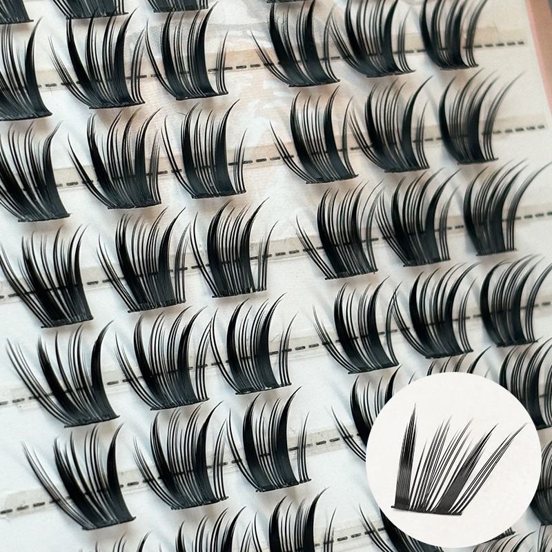 免胶小鹿睫小信子假睫毛柔软纯欲初学者新手单簇卷翘分段式超细梗