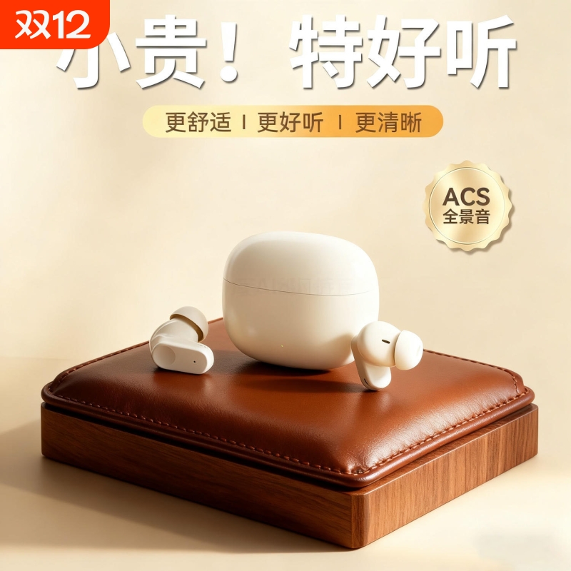 男女蓝牙耳机半入耳式耳机新款小巧短柄通话降噪运动专用超长续航