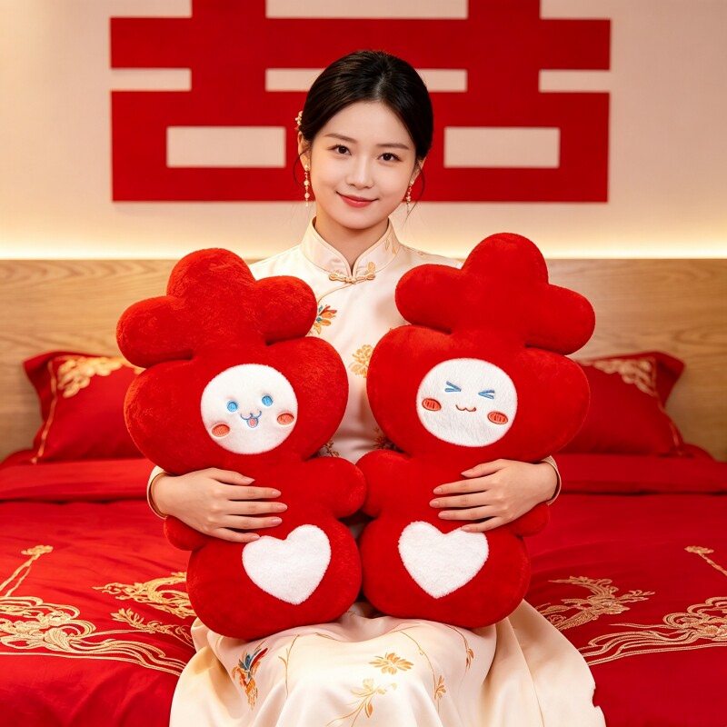 压床娃娃结婚一对新款高档婚礼婚房喜娃摆件婚庆婚床公仔情侣抱枕