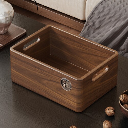 中式客厅收纳筐实木大号