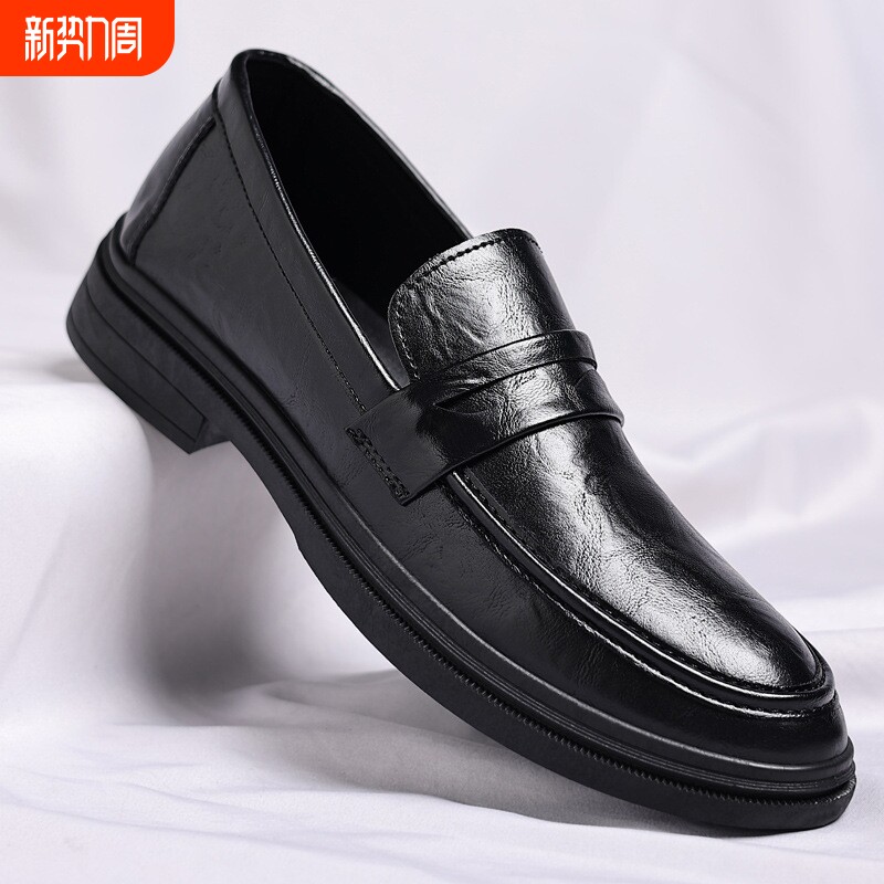 夏季季新款皮鞋男高端商务休闲鞋透气男士皮鞋男隐形增高豆豆鞋子