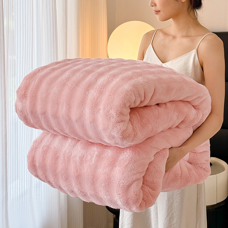 泡泡兔毛绒毛毯加厚保暖绒床单