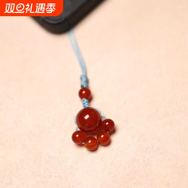 正品红玛瑙招财猫爪挂件车钥匙扣挂饰本命年手机链平安扣包包挂坠