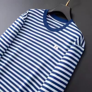 夏季体能服单上衣圆领衫海魂衫短袖套装男T恤体能训练服条纹蓝白