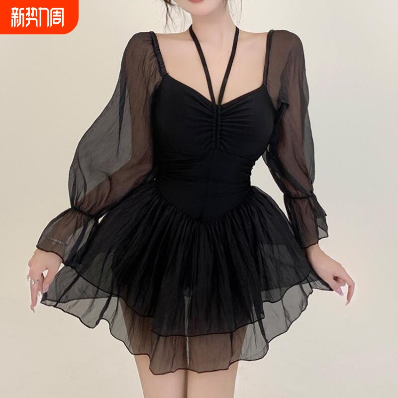 泳衣女夏季2025新款爆款连体微胖女孩保守长袖高级感温泉显瘦遮肚