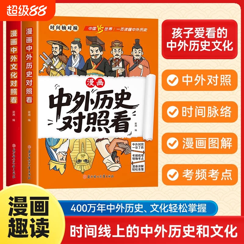 抖音同款漫画趣读中外历史对照看孩子爱看的科普知识百科速记成语典故国学经典历史类读物小学生初中生课外阅读书籍涵盖世界史文化图片