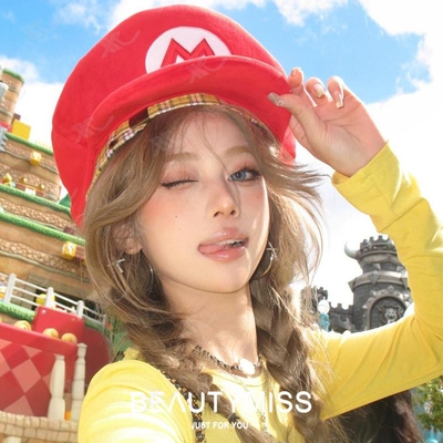 马里奥帽子超级玛丽cosplay装备2025年大头围鸭舌帽适用环球影城