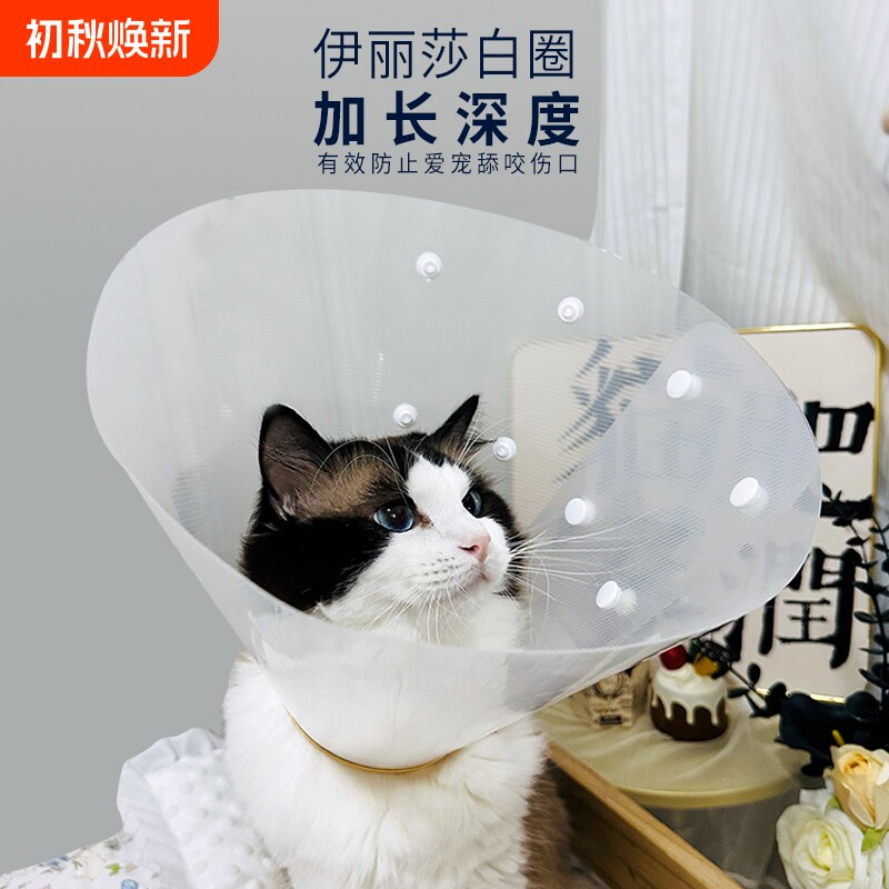 宠物伊丽莎白圈狗狗猫咪脖圈防咬防舔绝育耻辱圈透明加深加长头套
