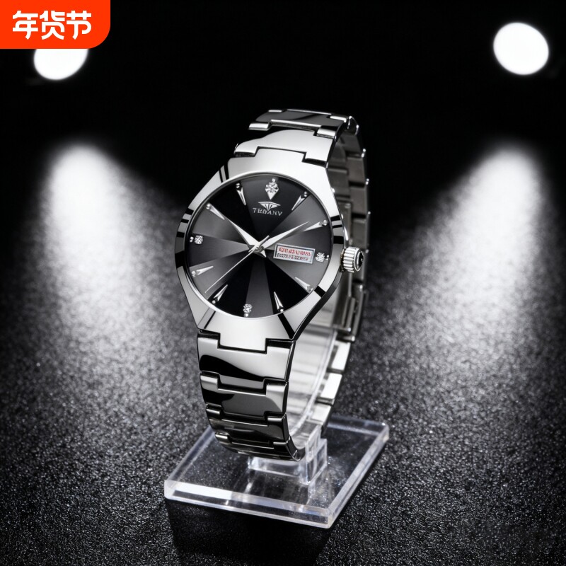 手表男款机械风全自动防水高级感全自动男表数字双日历防水腕表男