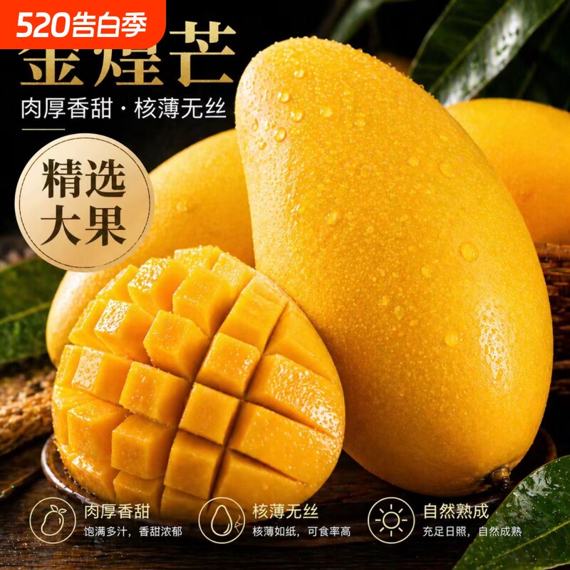 正宗海南金煌芒果应季新鲜水果薄皮青皮大芒果一整箱批发大果精选
