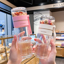 玻璃杯茶水分离双层男士女士便携办公室水杯耐高温双层泡茶杯子