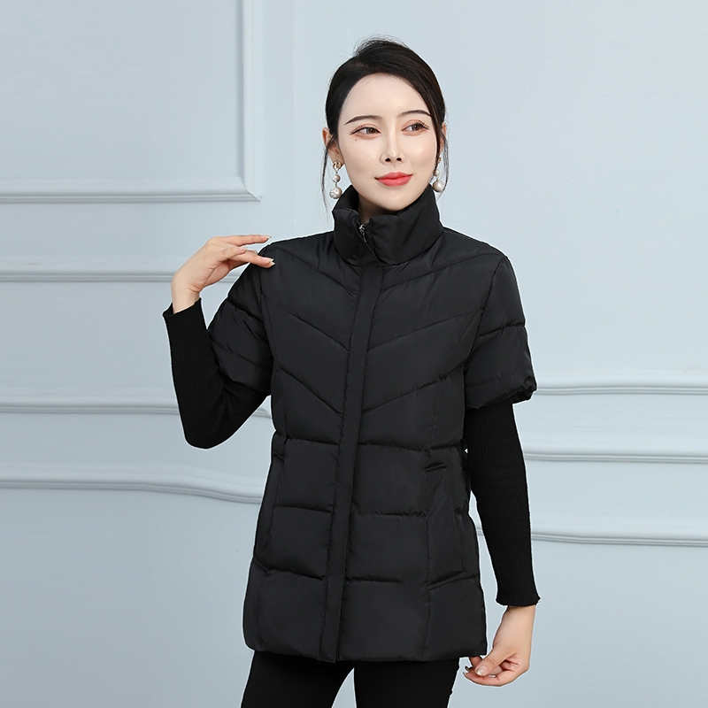 冬季羽绒棉马甲女短袖坎肩半袖马夹护肩背心胖mm大码棉衣棉服妈妈