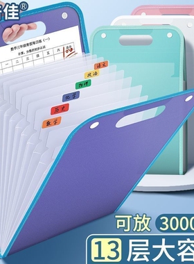 a4手提文件夹试卷袋多层大容量手拎式风琴包小学生专用卷子收纳袋整理神器初中高中生书夹子科目分类试卷夹