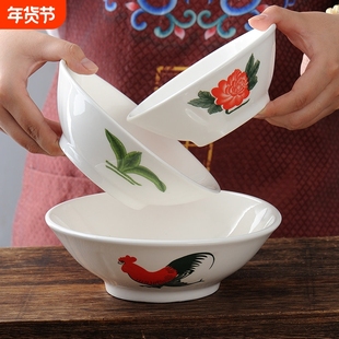 陶瓷传统公鸡碗粗陶古风斗笠怀旧经典老式鸡公商用小碗复古海碗