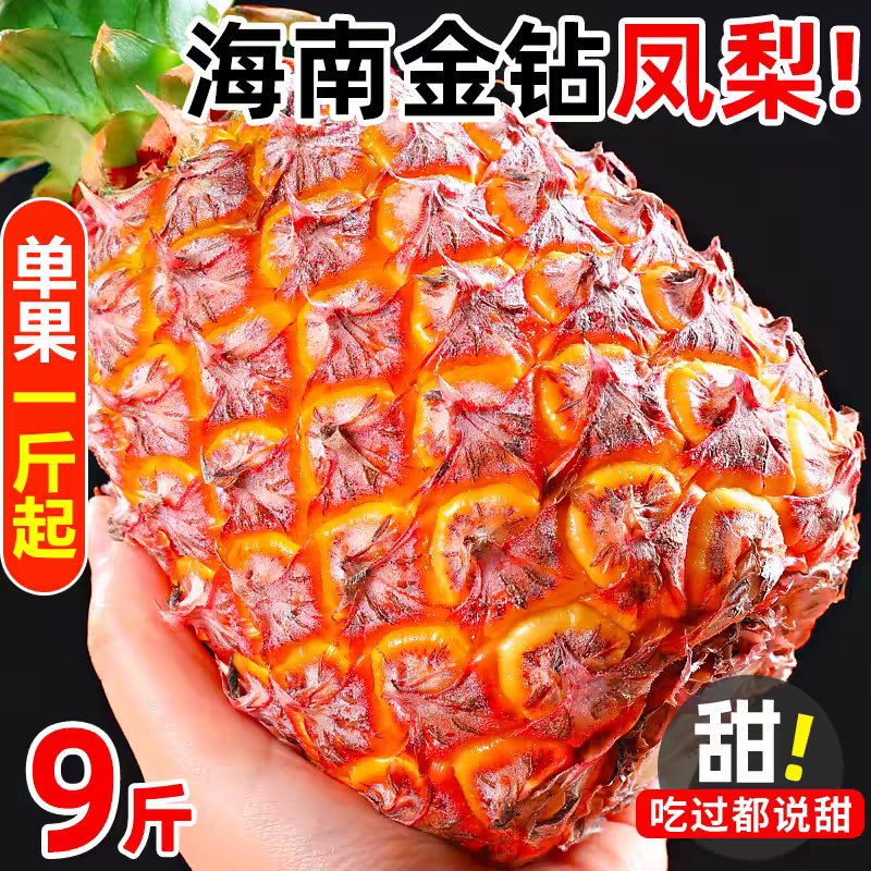 海南金钻凤梨新鲜水果树上熟芒果香水菠萝甜果装包邮热带西瓜自提