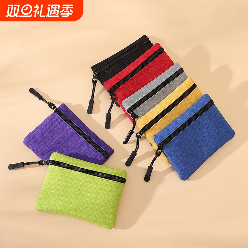 帆布零钱包卡包简约迷你拉链小包包男女学生布艺硬币收纳包小布袋
