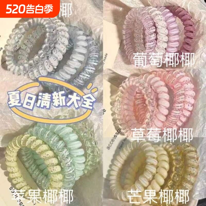高品质电话线发圈女头绳高弹力波点发绳夏天清新百搭发饰耐用无痕
