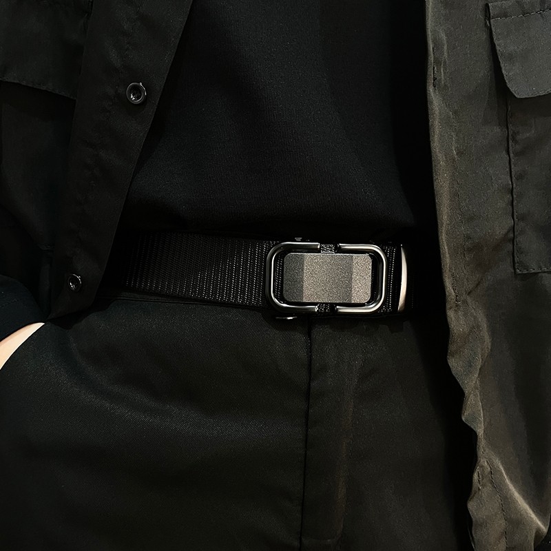 编织男装自动扣腰带男士帆布大码新款腰带休闲百搭年轻人皮带简约