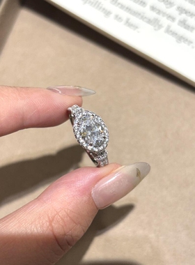 微镶满钻椭圆鸽子蛋开口戒指复古轻奢时尚高级感小众设计优雅指环