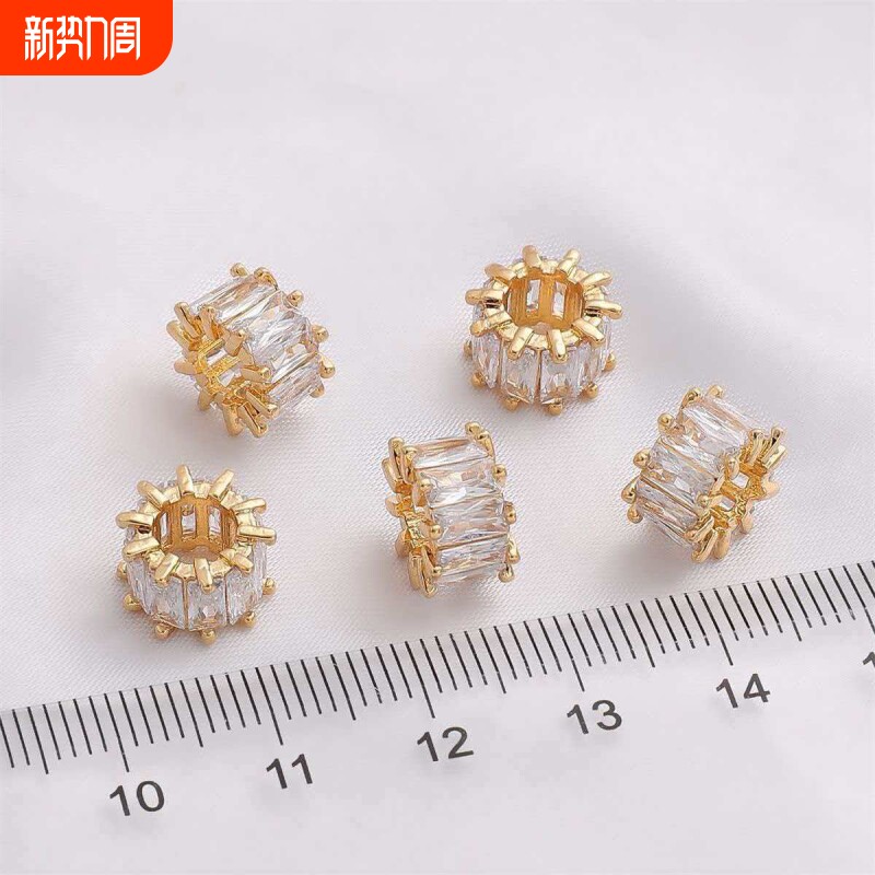 桶镶diy手链手工珠.吊保配色项链锁骨吊包金微坠锆石