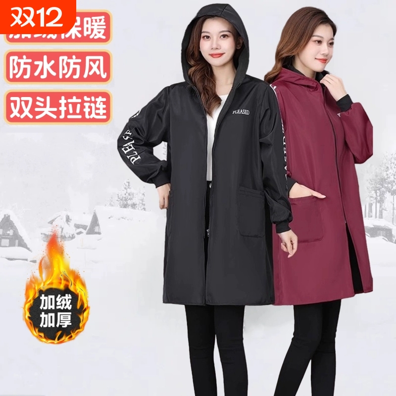 防水防油罩衣女冬季加绒加厚新款