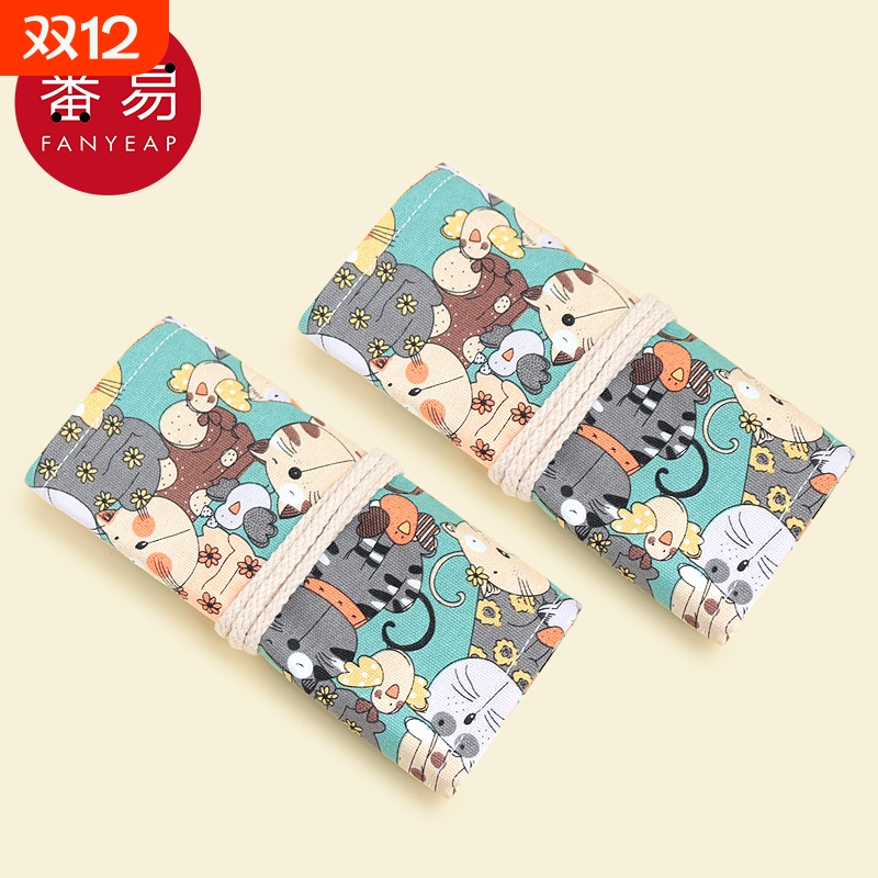 笔帘AB1sl001-可爱卷笔袋款笔帘便携收纳素描笔袋学生文具袋子