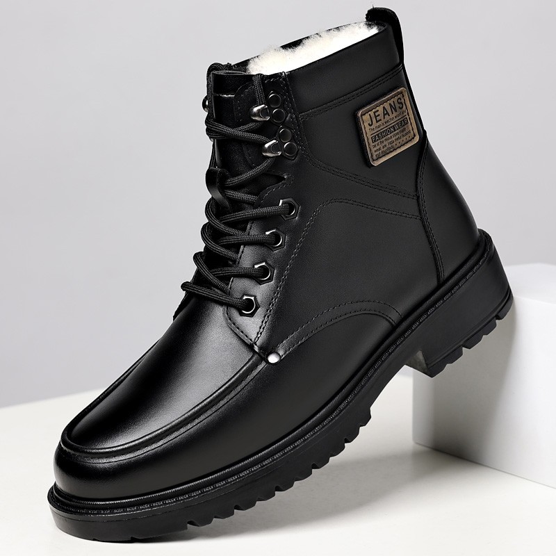 男士皮靴冬季羊毛真皮高帮加绒保暖马丁靴工装靴男靴皮鞋牛皮内里,流行男鞋,马丁靴,淘宝优惠券,粉丝福利购,淘宝优惠卷