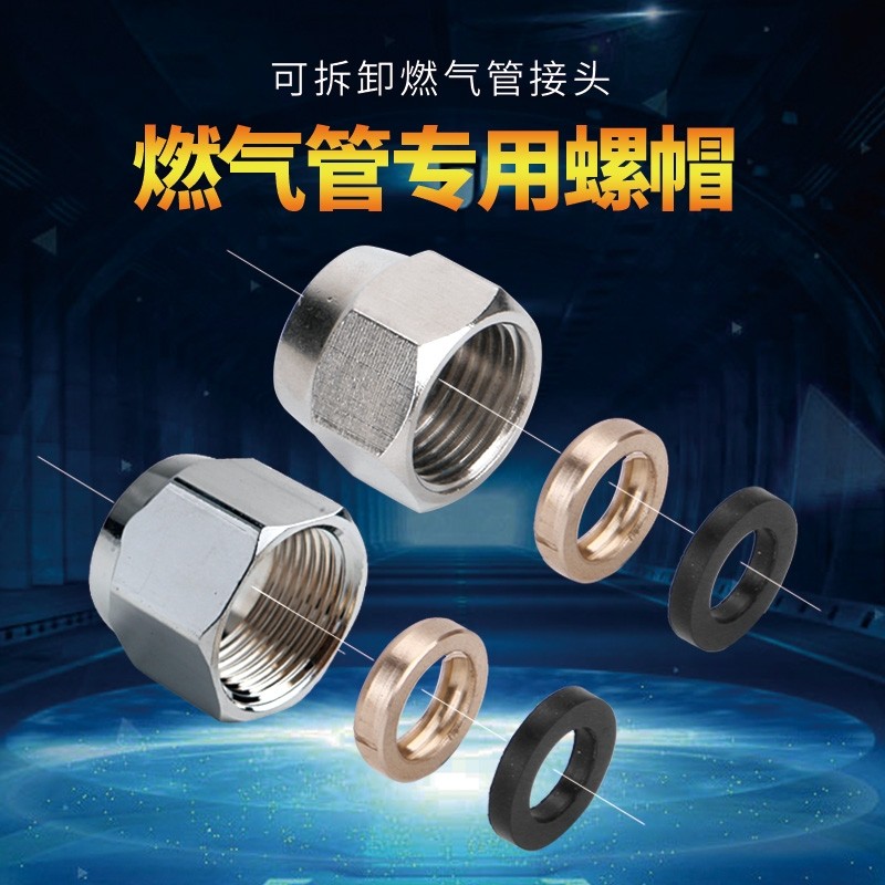 天然气管螺母不锈钢螺帽燃气波纹管专用加厚接头铜4分6分1寸接头