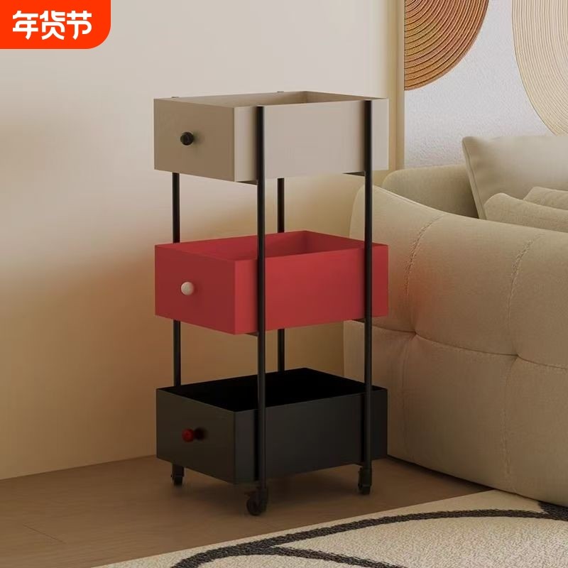 三层家用置物架卧室移动收纳书架中古零食小推车高颜值厨房多层,住宅家具,移动边几/推车,淘宝优惠券,粉丝福利购,淘宝优惠卷