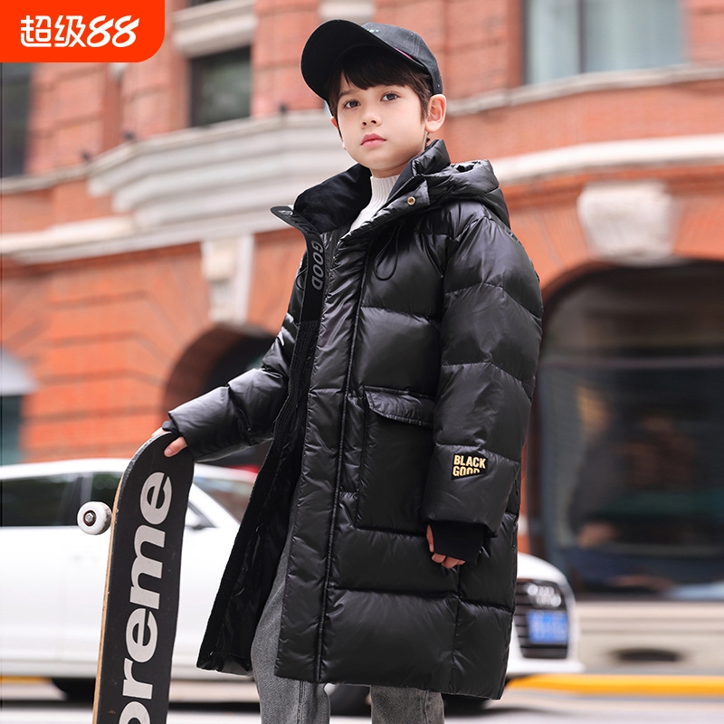 新款儿童中长款男羽绒服波笥登女童加厚过膝中大童装洋气冬季外套