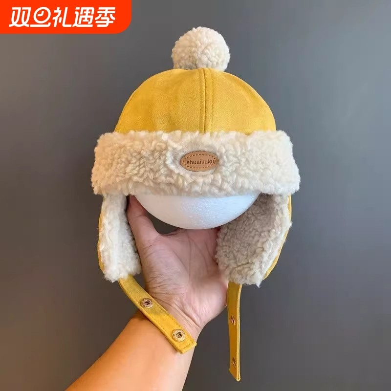 宝宝帽子雷锋帽秋冬款可爱超萌男女童保暖加绒护耳1岁婴儿冬天