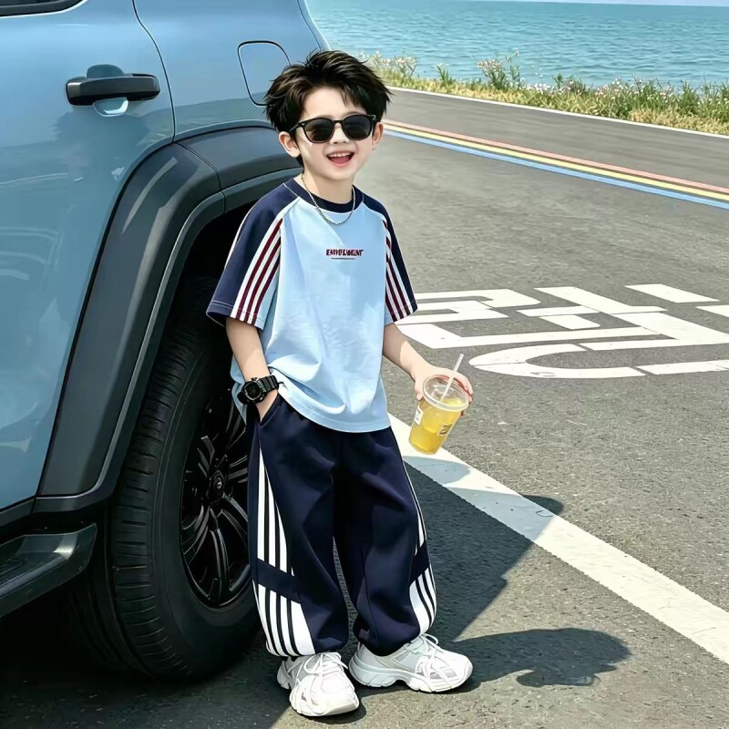 儿童运动套装2026夏季夏天衣服酷小学生短袖长裤童装速干休闲薄款