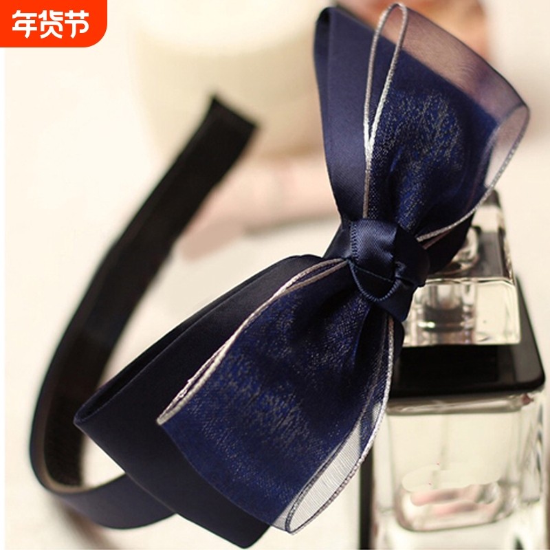 韩国简约发饰淑女头饰布艺蕾丝蝴蝶结头箍甜美可爱发箍发带女批发