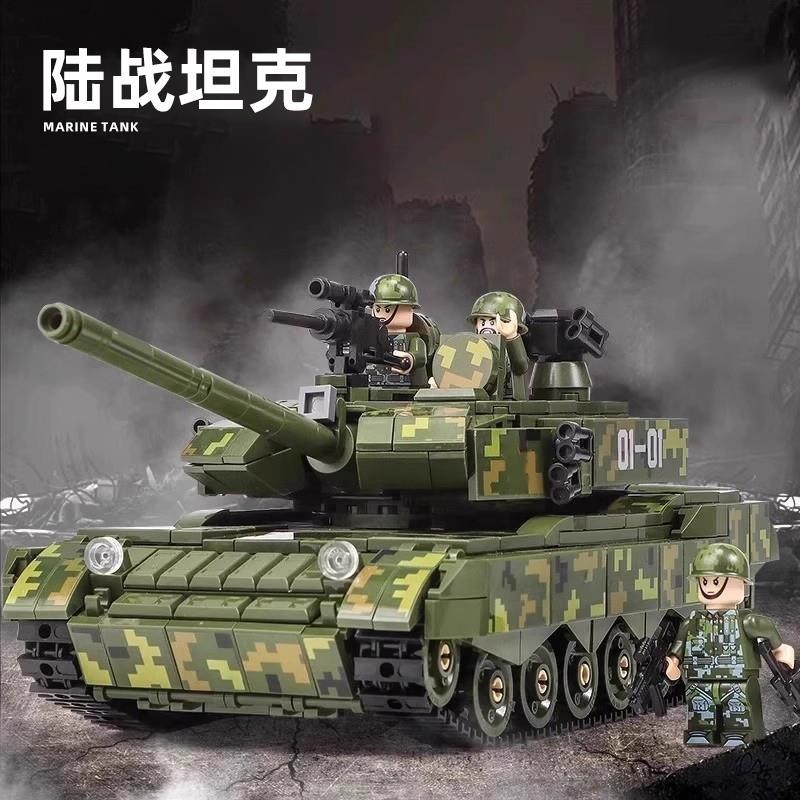 陆战坦克车战地沙漠装甲车军事积木男孩益智拼装玩具巨大兼容乐高