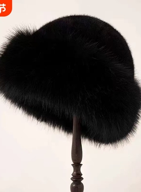 毛绒蒙古帽子女冬季渔夫帽加厚保暖仿皮草时尚显脸小盆帽仿貂毛