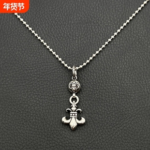 ODEK高级感复古单球童军花项链鸢尾花欧美嘻哈个性吊坠经典新款