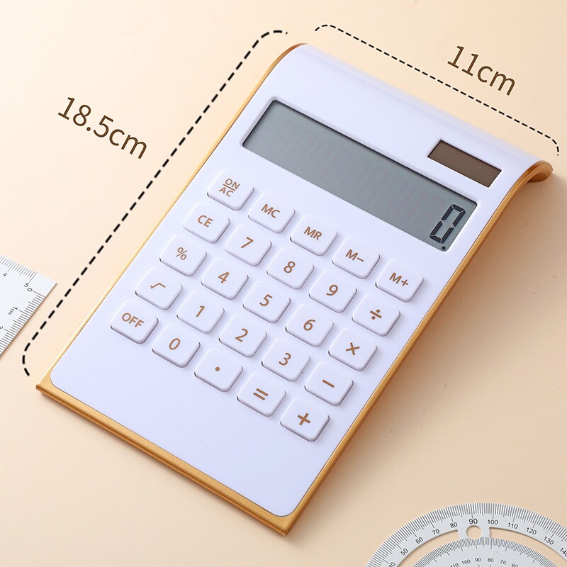 LOGO印刷礼品计算器 超薄金边框太阳能计算机双电源桌面计算器批