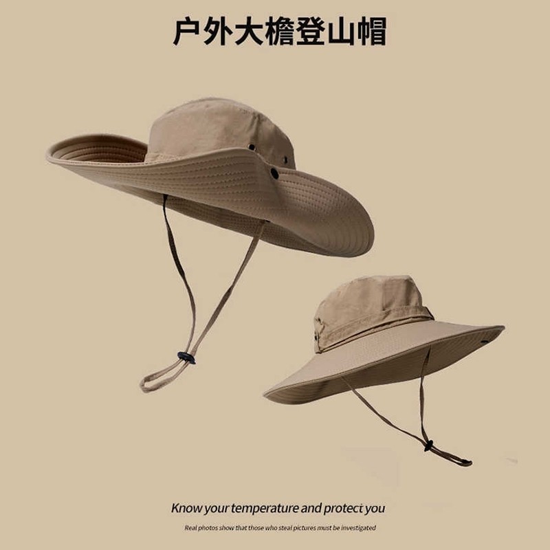 西部牛仔登山帽渔夫帽爬山防晒帽女户外男遮阳大帽檐帽子面罩秋季