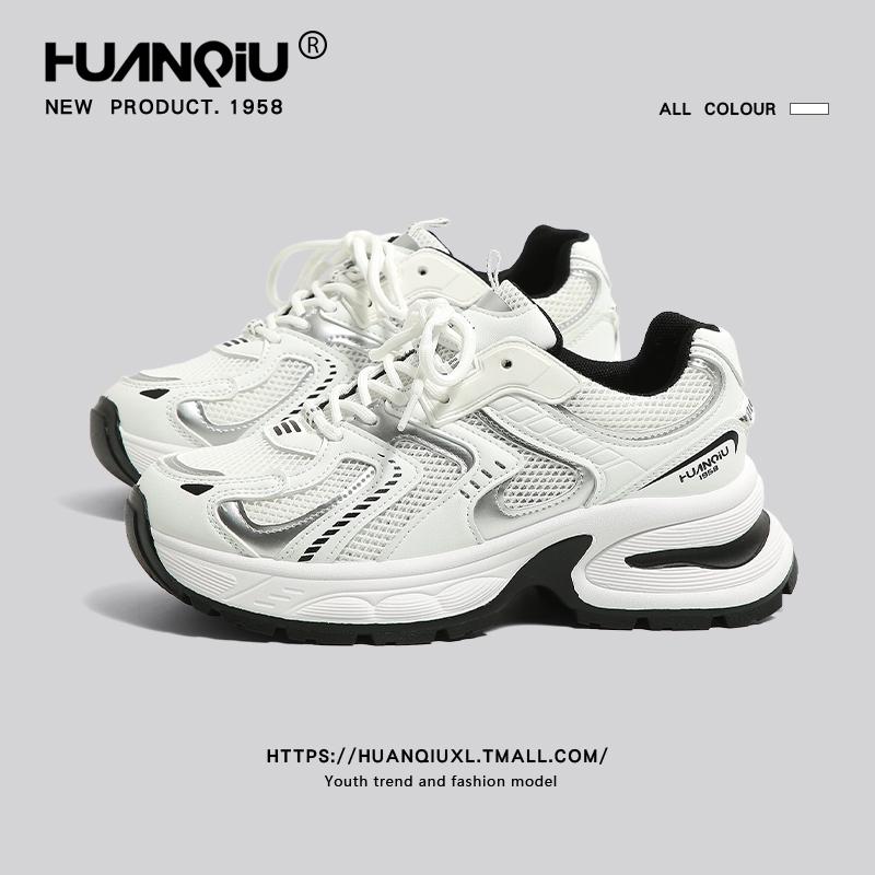 环球老爹鞋女款2025年秋季新款厚底增高休闲百搭白色运动跑步鞋子