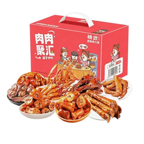 kingwuu精武全荤肉肉礼盒卤味 肉肉聚汇680g 混合味