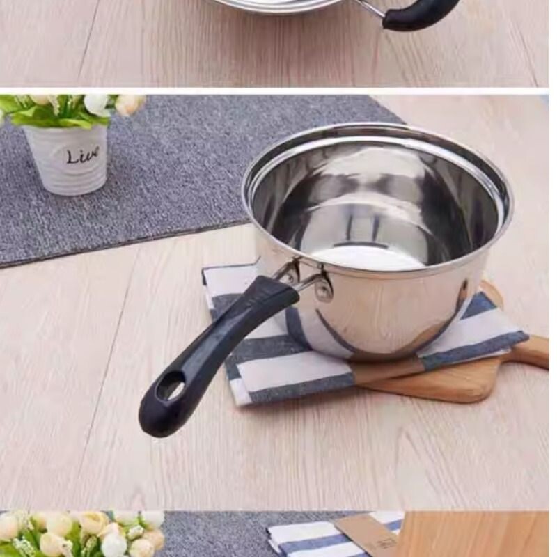 16CM 18 20 22加厚不锈钢奶锅小蒸锅迷你汤锅牛奶煮面锅
