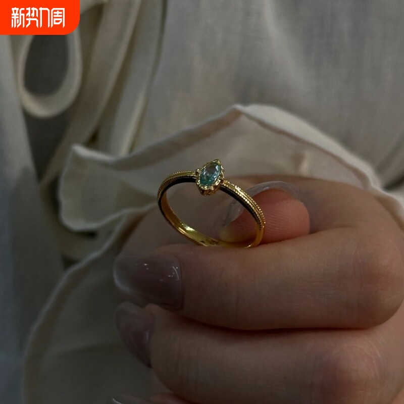 小红书同款复古典雅金色开口戒指女镶嵌锆石时尚简洁精致轻奢手饰